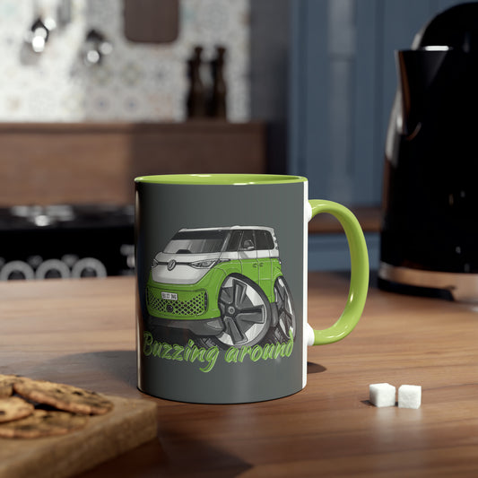 Coffee Mug,  Buzzing around- Green. (iD Buzz)