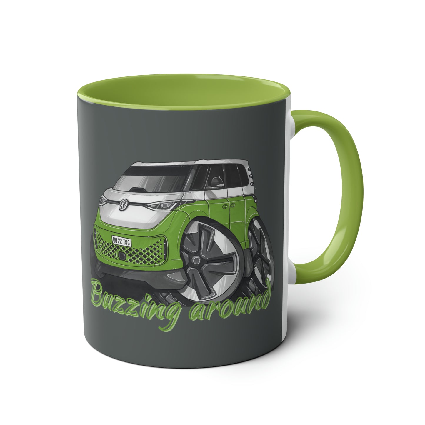 Coffee Mug,  Buzzing around- Green. (iD Buzz)