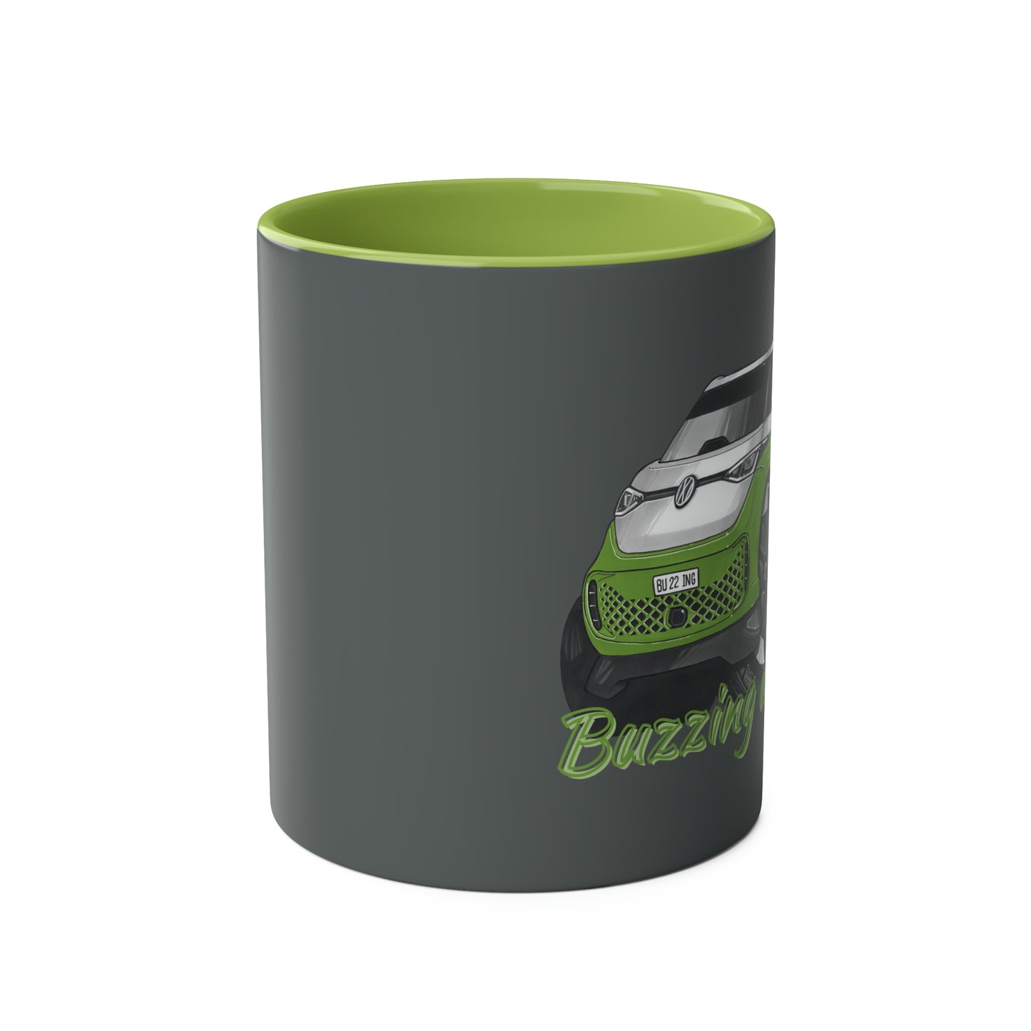 Coffee Mug,  Buzzing around- Green. (iD Buzz)